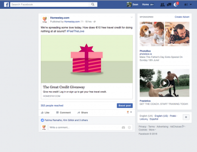 Homestay.com May Madness Facebook