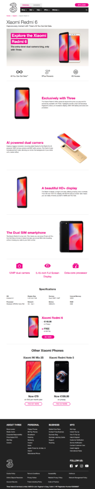 Explore the Xiaomi Redmi 6 Exclusively on Three Specs and Pricing
