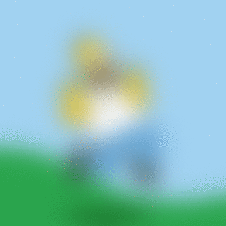 Gif of Homer Simpson Frolicking with a blurred filter on it
